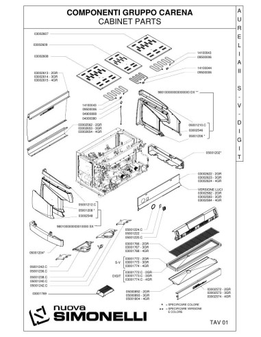 Pièces détachées NUOVA SIMONELLI AURELIA II S - V - DIGIT 2-3-4 GR 