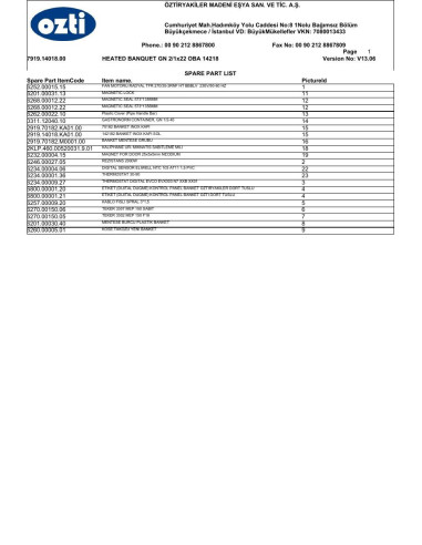 Pièces détachées OZTIRYAKILER OBA 14218 Annee 2014 