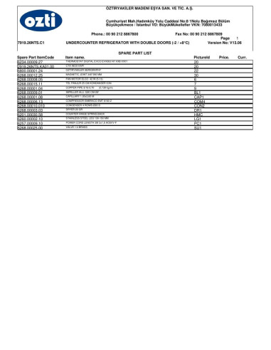 Pièces détachées OZTIRYAKILER CTA 260.01 NTS 7919.26NTS.C1 Annee 2006 