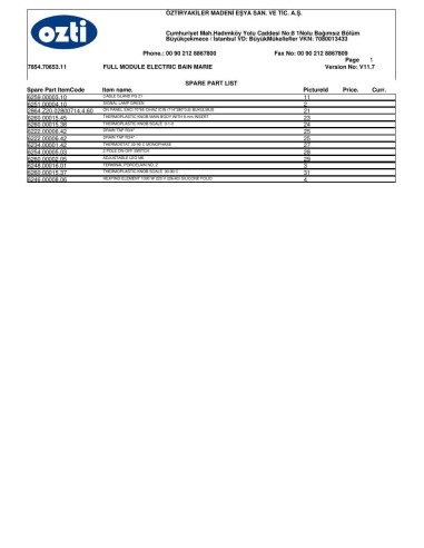 Pièces détachées OZTIRYAKILER OSB 7065 7854.70653.11 Annee 0 