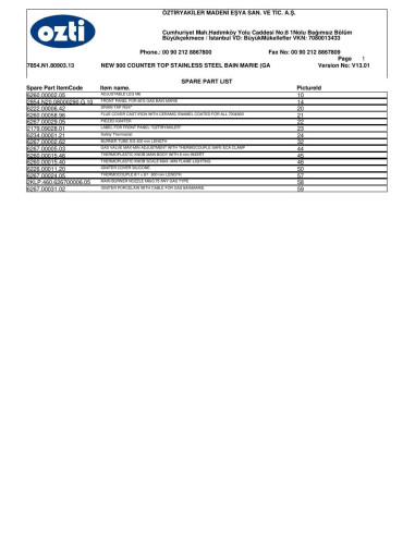 Pièces détachées OZTIRYAKILER OBG 8090 7854.N1.80903.13 Annee 2012 