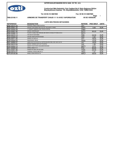 Pièces détachées OZTIRYAKILER 7868.52108.11-820045 (201701-) 