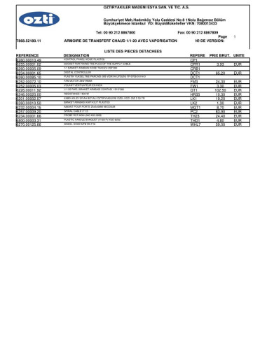 Pièces détachées OZTIRYAKILER 7868.52180.11-820046 (201701-) 