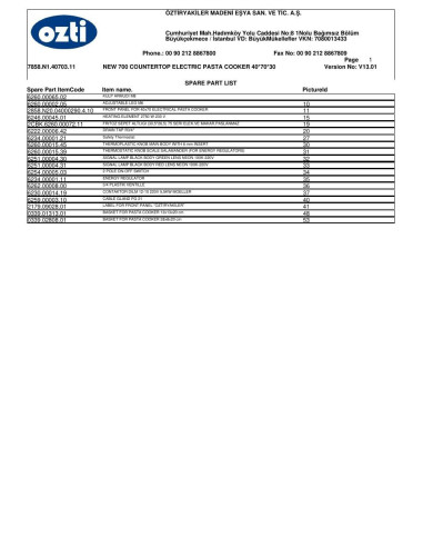 Pièces détachées OZTIRYAKILER OME 4070 7858.N1.40703.11 Annee 2012 