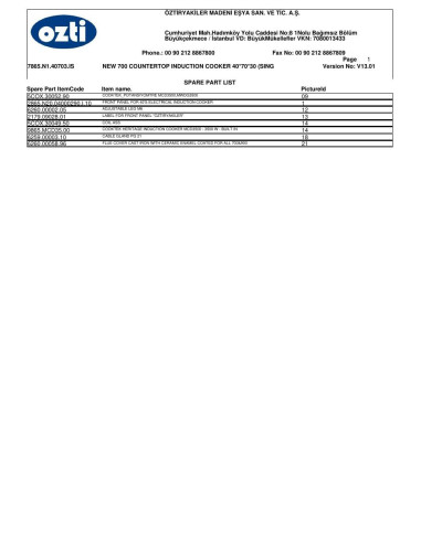 Pièces détachées OZTIRYAKILER OSI 4070 7865.N1.40703.IS Annee 2012 