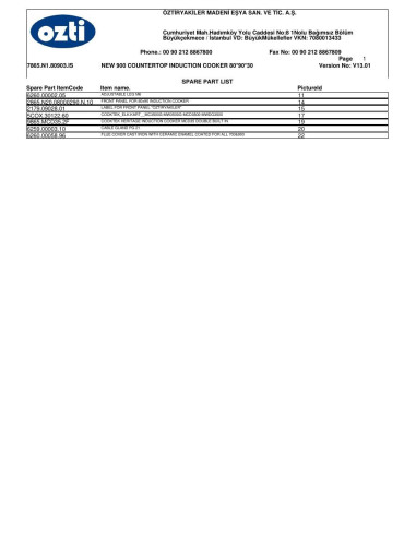 Pièces détachées OZTIRYAKILER OSI 8090 7865.N1.80903.IS Annee 2012 