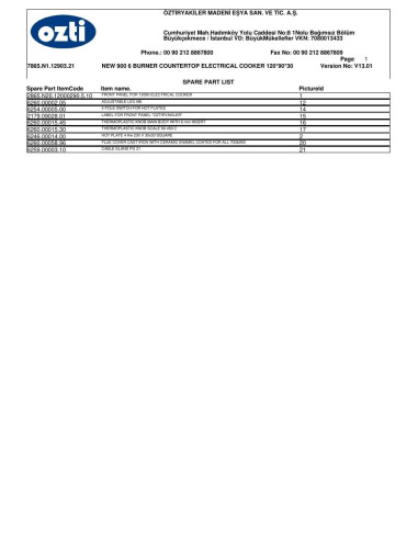 Pièces détachées OZTIRYAKILER OSOE 12090 7865.N1.812903.21 Annee 2012 