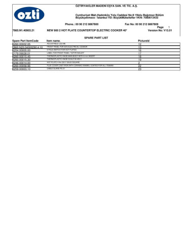 Pièces détachées OZTIRYAKILER OSOE 4090 7865.N1.40903.21 Annee 2012 