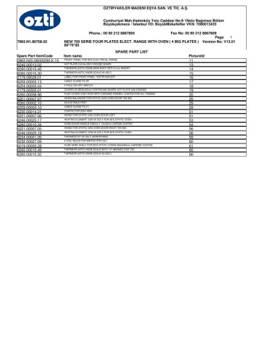 Pièces détachées OZTIRYAKILER OSOEF 8070 7865.N1.80708.02 Annee 2012 