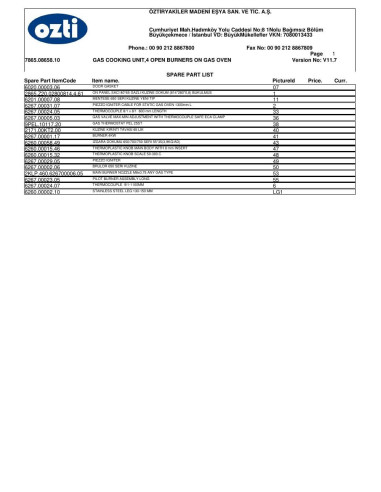 Pièces détachées OZTIRYAKILER OFOG 8065 P 7865.08658.10 Annee 2004 