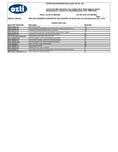 Pièces détachées OZTIRYAKILER OSOG 12090 7865.N1.12903.20 Annee 2012 