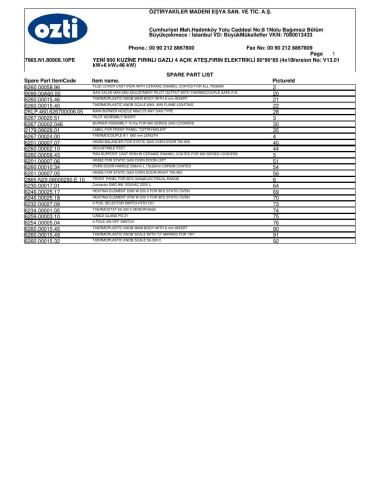 Pièces détachées OZTIRYAKILER OSOGEF 8090 P 7865.N1.80908.10PE Annee 2012 