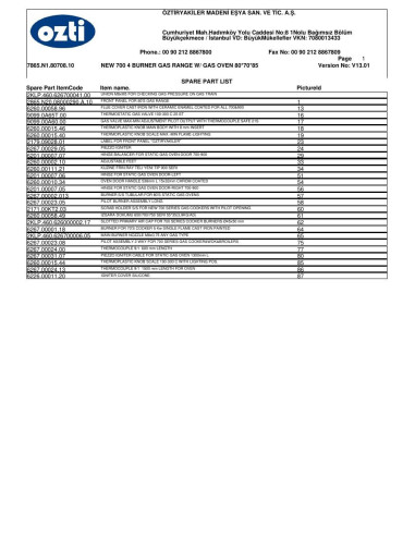 Pièces détachées OZTIRYAKILER OSOGF 8070 7865.N1.80708.10 Annee 2012 