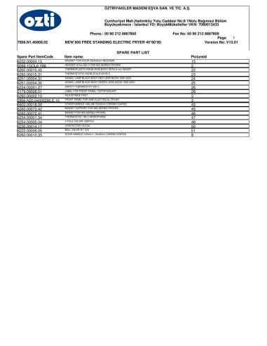 Pièces détachées OZTIRYAKILER OFEI 4090 7856.N1.40908.02 Annee 2013 