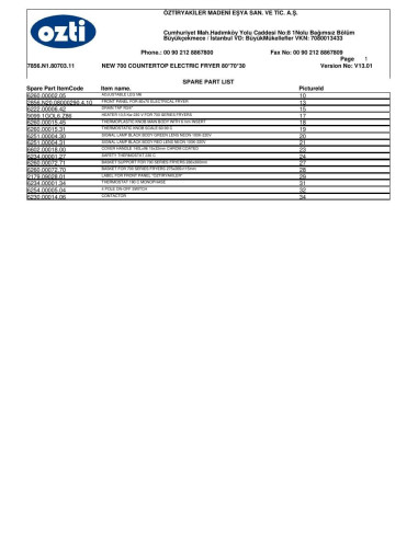 Pièces détachées OZTIRYAKILER OFEI 8070 7856.N1.80703.11 Annee 2013 