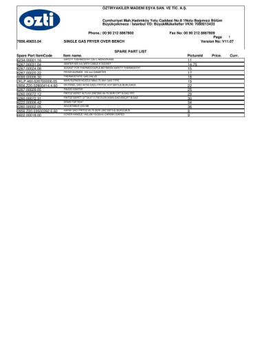 Pièces détachées OZTIRYAKILER OFG 4065 7856.40653.04 Annee 0 