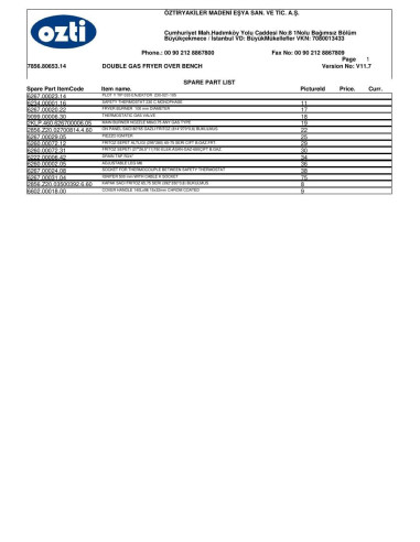 Pièces détachées OZTIRYAKILER OFG 7065 7856.80653.14 Annee 2002 