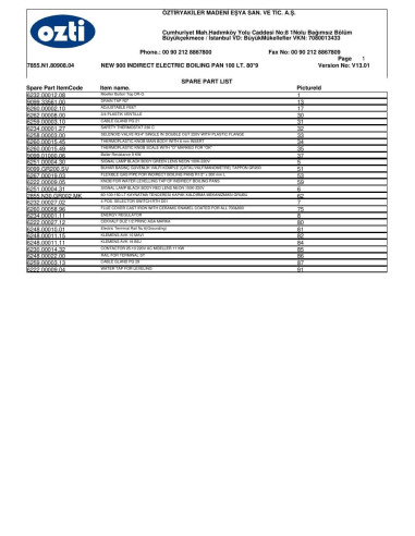 Pièces détachées OZTIRYAKILER OTEI 100 7855.N1.80908.04 Annee 2012 