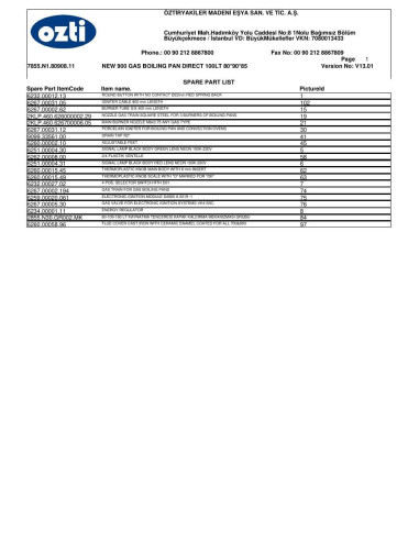 Pièces détachées OZTIRYAKILER OTGD 100 7855.N1.80908.11 Annee 2012 