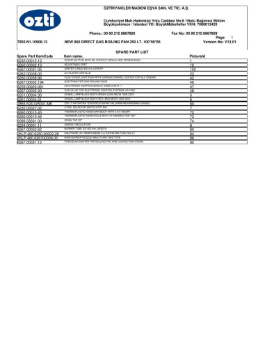 Pièces détachées OZTIRYAKILER OTGD 250 7855.N1.10908.13 Annee 2014 