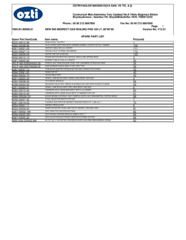 Pièces détachées OZTIRYAKILER OTGI 100 7855.N1.80908.01 Annee 2013 