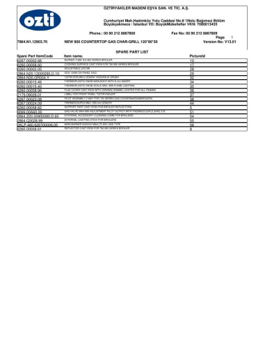 Pièces détachées OZTIRYAKILER ODG 12090 7864.N1.12903.70 Annee 2012 