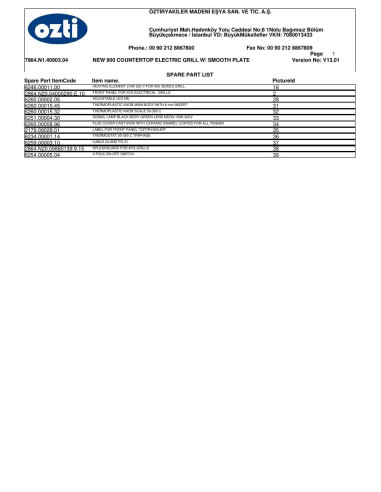 Pièces détachées OZTIRYAKILER OGE 4090 7864.N1.40903.04 Annee 2013 