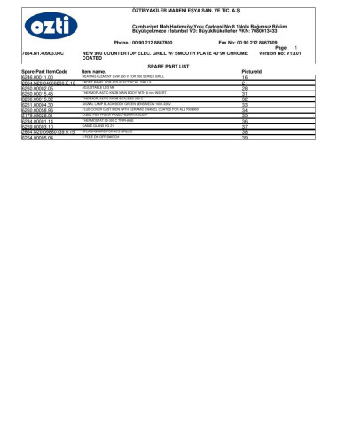 Pièces détachées OZTIRYAKILER OGE 4090 C 7864.N1.40903.04C Annee 2013 