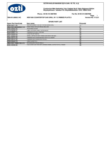 Pièces détachées OZTIRYAKILER OGE 8090 1-2 N C 7864.N1.80903.14C Annee 2012 