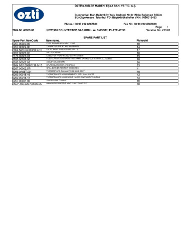 Pièces détachées OZTIRYAKILER OGG 4090 7864.N1.40903.06 Annee 2013 