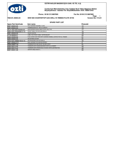 Pièces détachées OZTIRYAKILER OGG 4090 N 7864.N1.40903.03 Annee 2013 