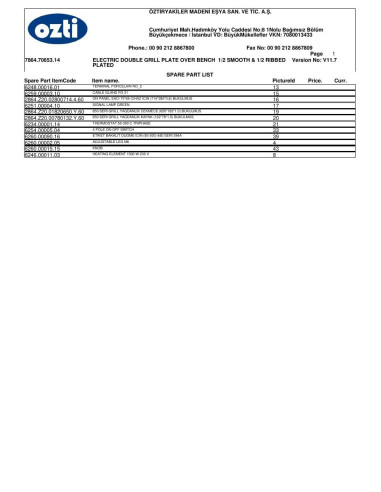 Pièces détachées OZTIRYAKILER OGP 7065 1-2N 7864.70653.14 Annee 2004 