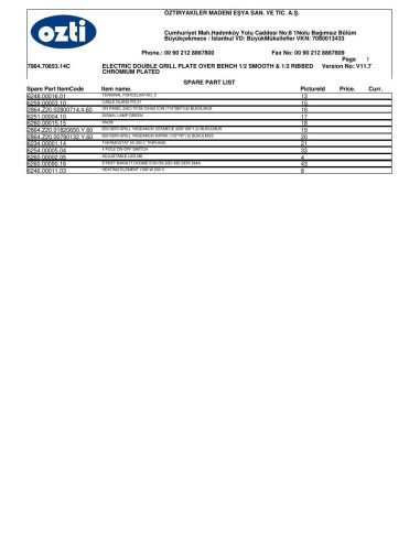 Pièces détachées OZTIRYAKILER OGP 7065 1-2N C 7864.70653.14C Annee 2004 