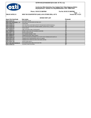 Pièces détachées OZTIRYAKILER OLG 4070 7864.N1.40703.12 Annee 2012 