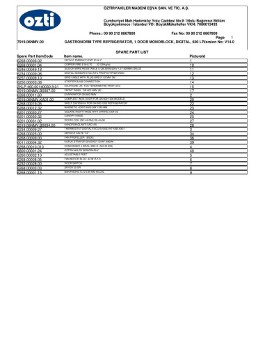 Pièces détachées OZTIRYAKILER GN 600.00 NMV 7919.06NMV.00 Annee 2014 