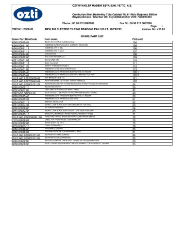 Pièces détachées OZTIRYAKILER OTE 100 7867.N1.10908.05 Annee 2011 