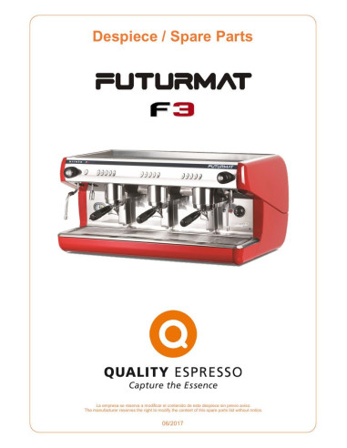 Pièces détachées QUALITY ESPRESSO FUTURMAT-F3 Annee 2017 