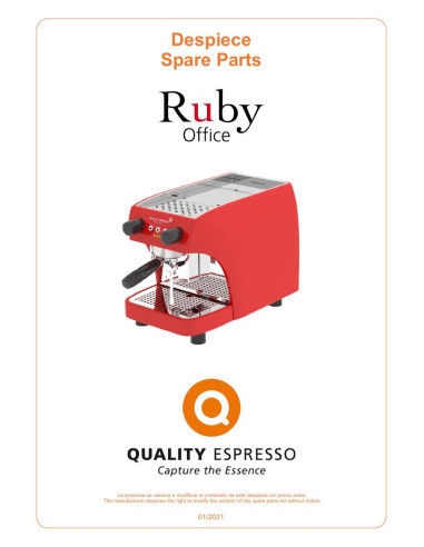 Pièces détachées QUALITY ESPRESSO GAGGIA-RUBY-OFFICE Annee 2021 