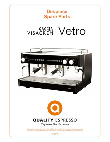 Pièces détachées QUALITY ESPRESSO GAGGIA-VETRO Annee 2018 