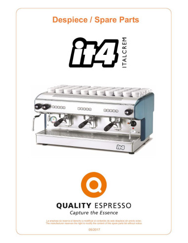 Pièces détachées QUALITY ESPRESSO ITALCREM-IT4 Annee 2017 