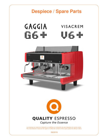 Pièces détachées QUALITY ESPRESSO VISACREM-V6+ Annee 2019 