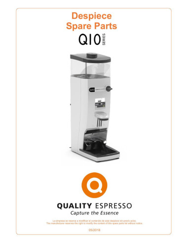 Pièces détachées QUALITY ESPRESSO FUTURMAT-Q10 Annee 2018 