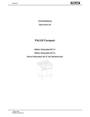 Pièces détachées PALUX COMPACT-ELECTRIC-BAIN-MARIE Annee 2006 