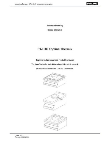 Pièces détachées PALUX TOPLINE-INDUCTION-RANGE-WOK-1-2-GEN Annee 2006 