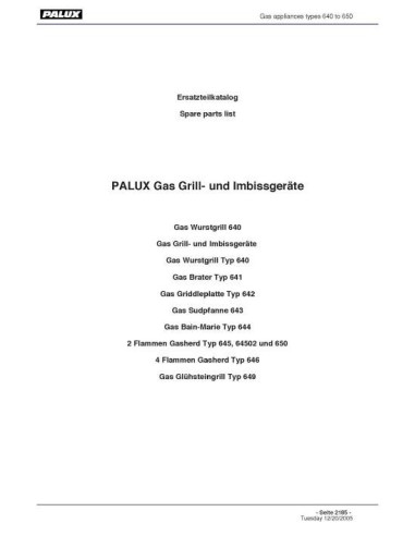 Pièces détachées PALUX GAS-APPLIANCES-640-TO-650 Annee 2006 