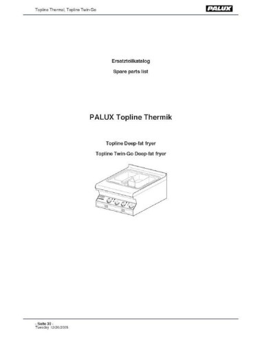 Pièces détachées PALUX TOPLINE-DEEP-FAT-FRYER Annee 2006 