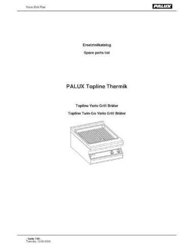 Pièces détachées PALUX TOPLINE-VARIO-GRILL-PAN Annee 2006 
