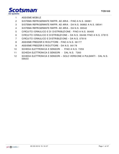 Pièces détachées SCOTSMAN TCS180 Annee 2005 