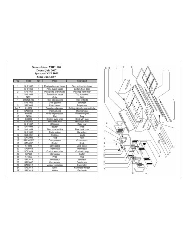 Pièces détachées ROLLER GRILL VHF 1000 Annee 2007 