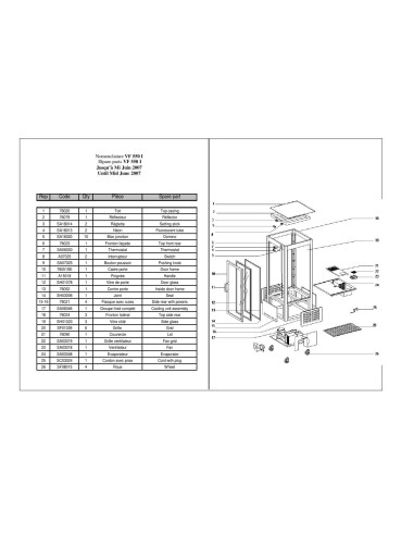 Pièces détachées ROLLER GRILL VF 550I Annee 2007 